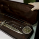 A knife with Nazi markings is seen at the Interpol headquarters in Buenos Aires, Argentina (AP Photo/Natacha Pisarenko)